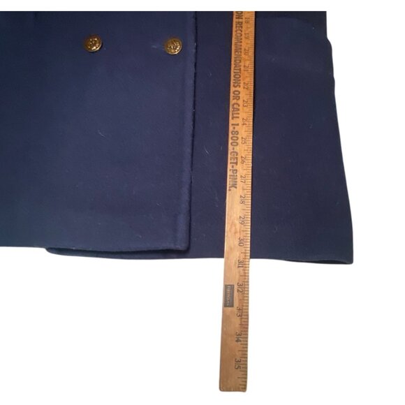 Vintage Herman Kay Navy Double-Breasted Wool-Blend Coat Preppy Academia - Picture 4 of 7